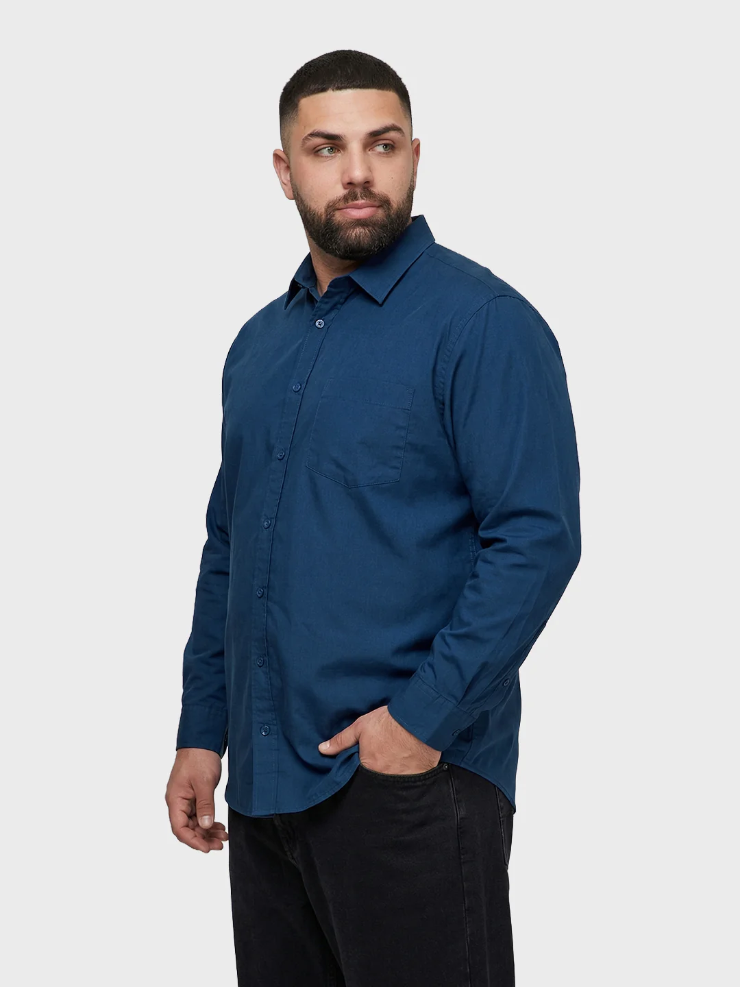 Men's Blue Regular Fit Solid Casual Shirt - Image 2