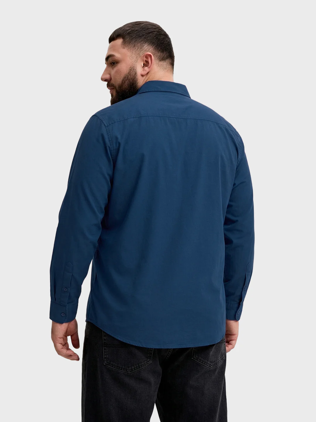 Men's Blue Regular Fit Solid Casual Shirt - Image 3