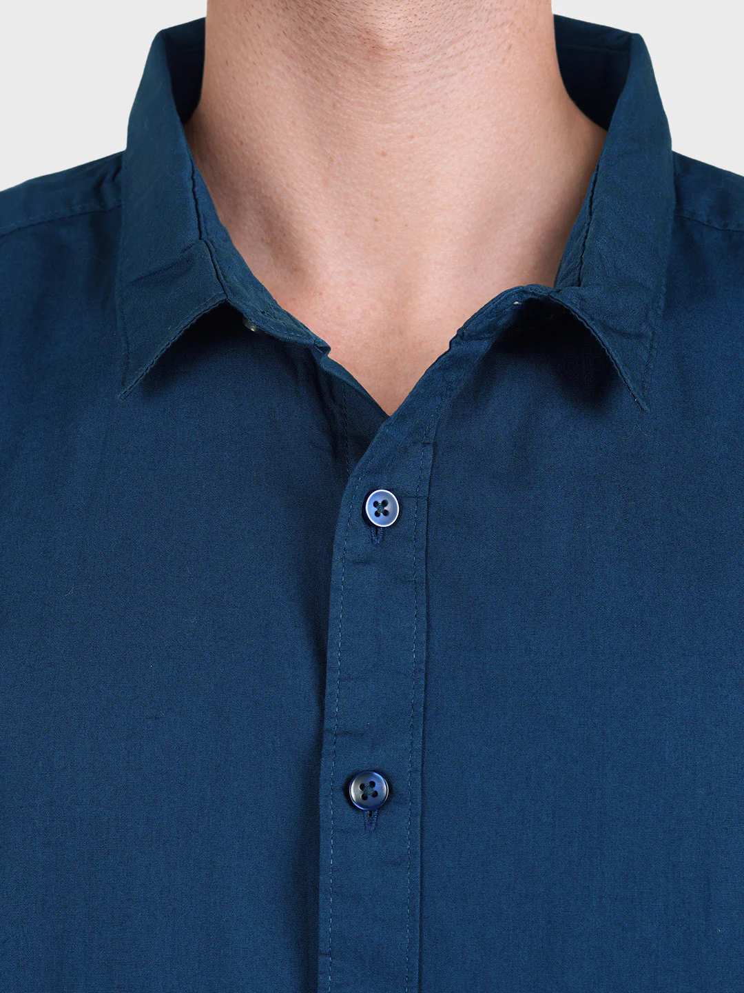 Men's Blue Regular Fit Solid Casual Shirt - Image 6