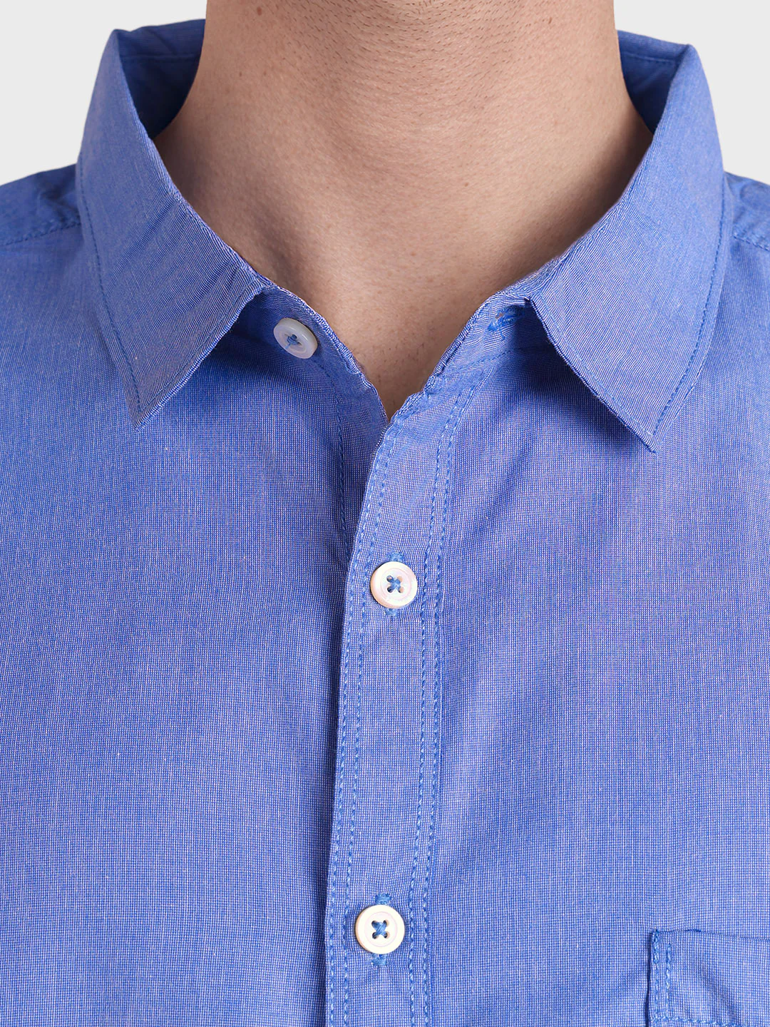 Men's Blue Regular Fit Solid Casual Shirt - Image 6