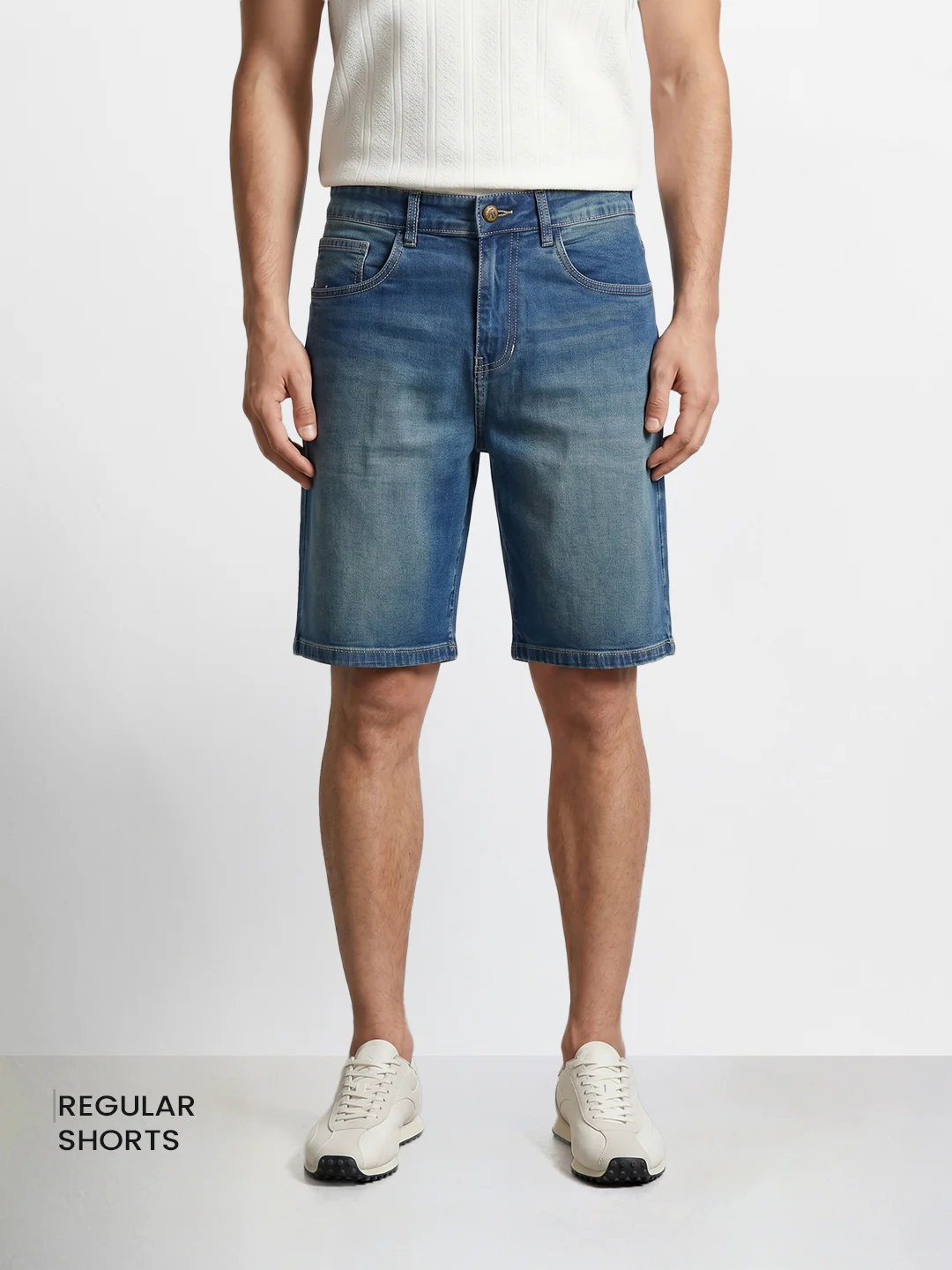 Men's Blue Regular Fit Solid Casual Shorts - Image 2