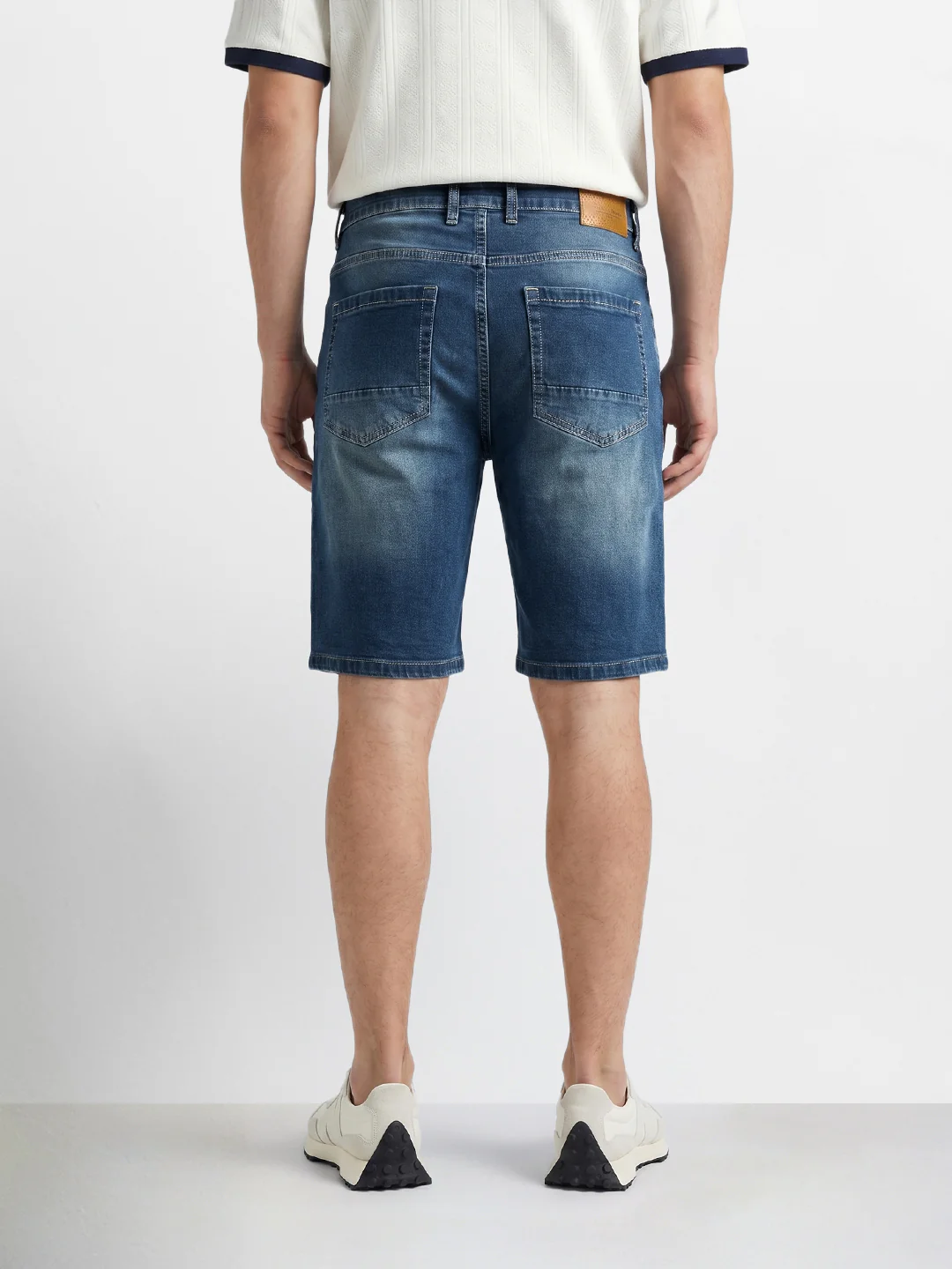 Men's Blue Regular Fit Solid Casual Shorts - Image 4