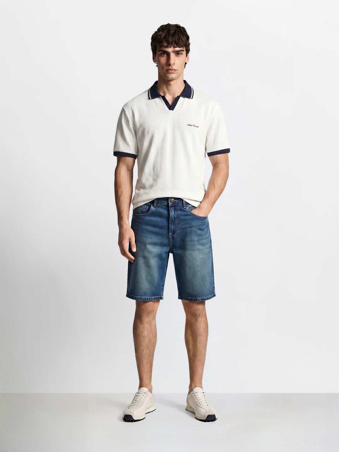 Men's Blue Regular Fit Solid Casual Shorts - Image 5