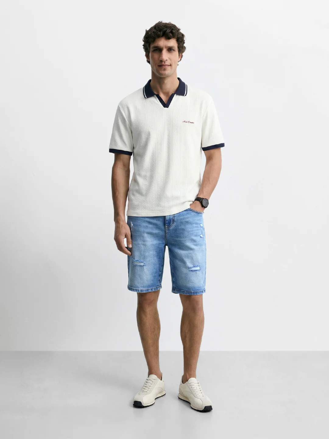 Men's Blue Regular Fit Solid Casual Shorts - Image 5