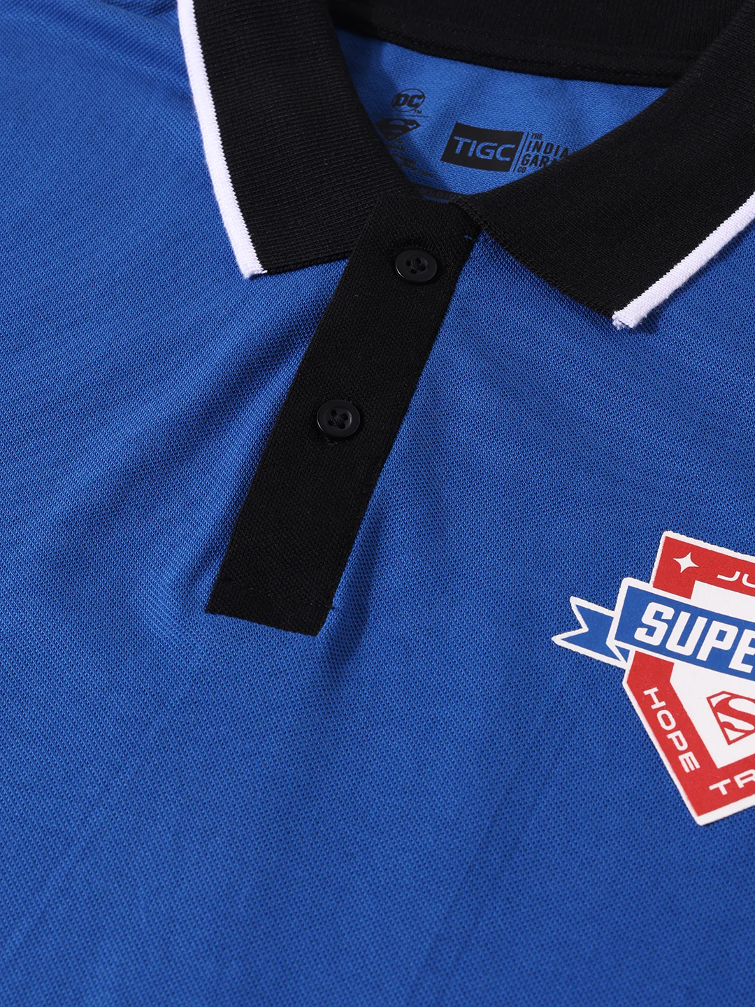 Men's Blue Regular Fit Solid Superman Character T-Shirt - Image 3
