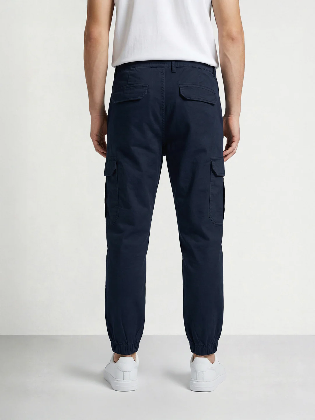 Men's Blue Regular Fit Solid Utility Cargo - Image 2