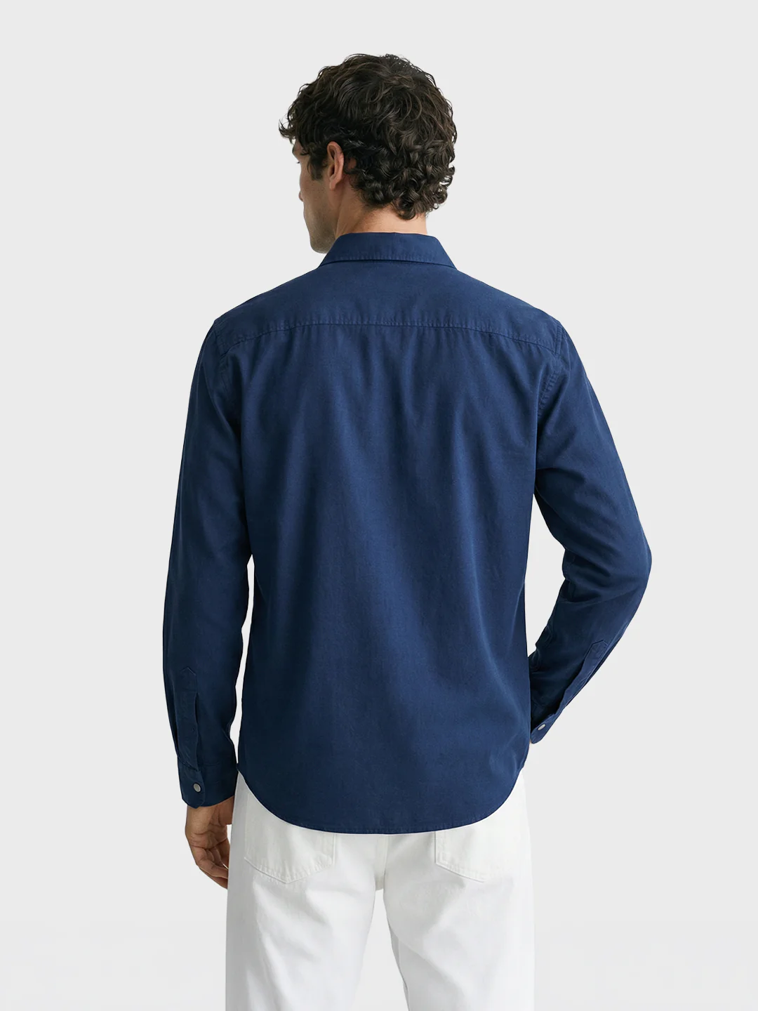 Men's Blue Regular Fit Solid Utility Shirt - Image 4
