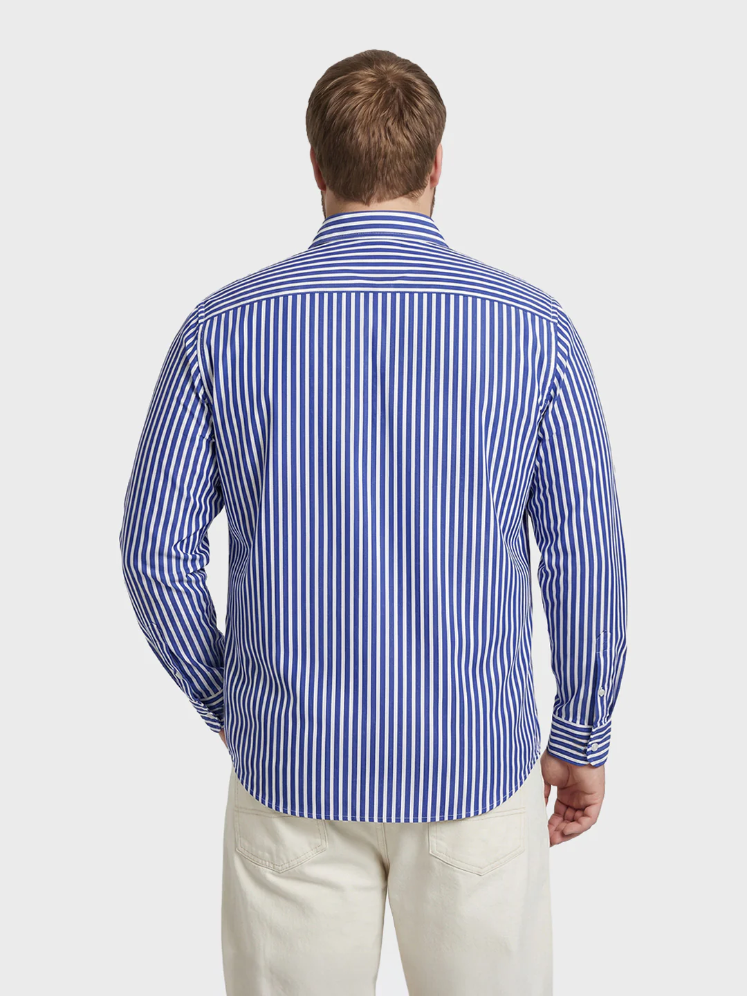 Men's Blue Regular Fit Striped Casual Shirt - Image 3