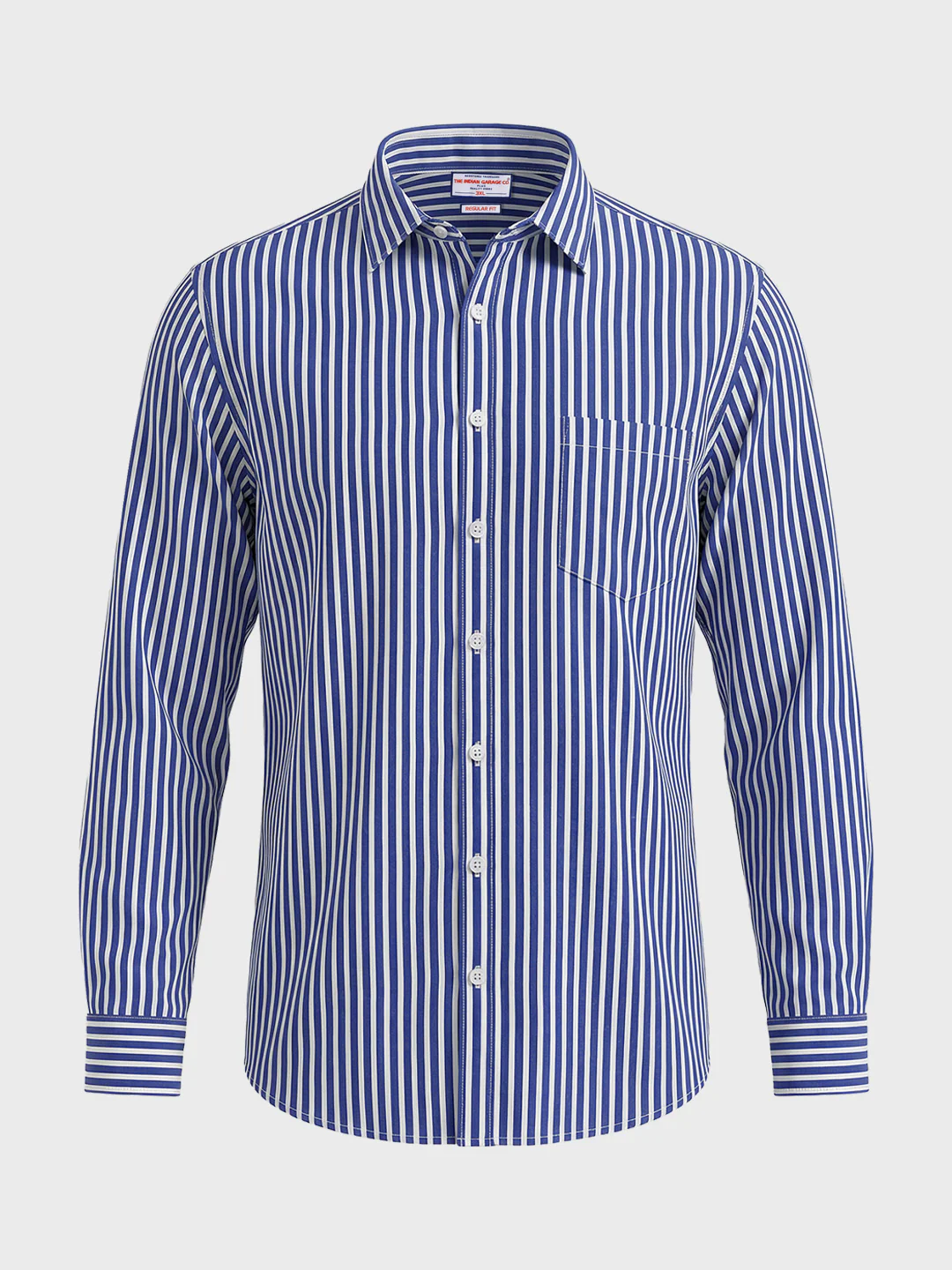 Men's Blue Regular Fit Striped Casual Shirt - Image 4