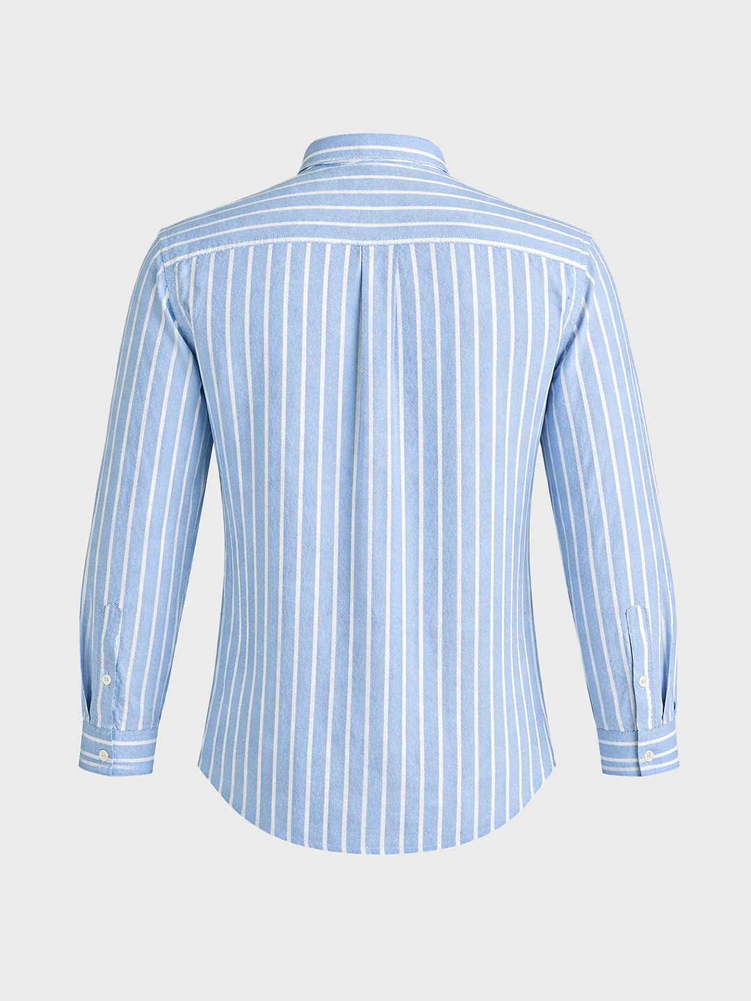 Men's Blue Regular Fit Striped Casual Shirts - Image 6