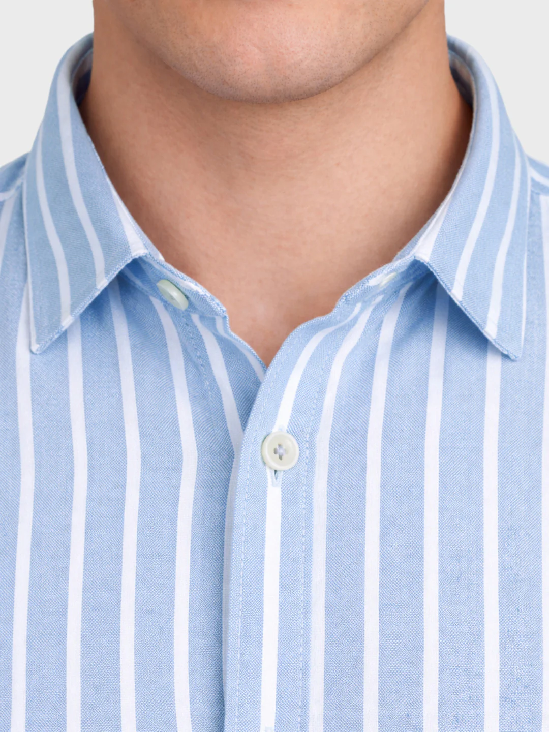 Men's Blue Regular Fit Striped Casual Shirts - Image 7