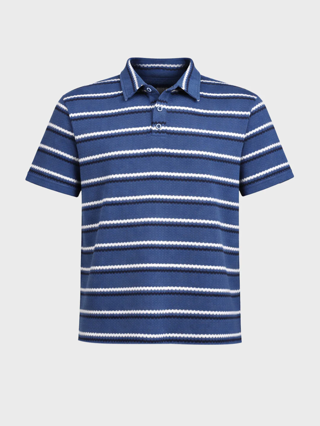 Men's Blue Regular Fit Striped Casual T-Shirt - Image 6