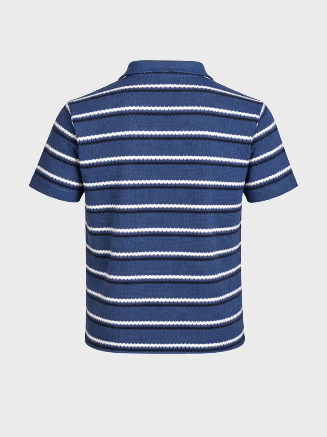Men's Blue Regular Fit Striped Casual T-Shirt - Image 7