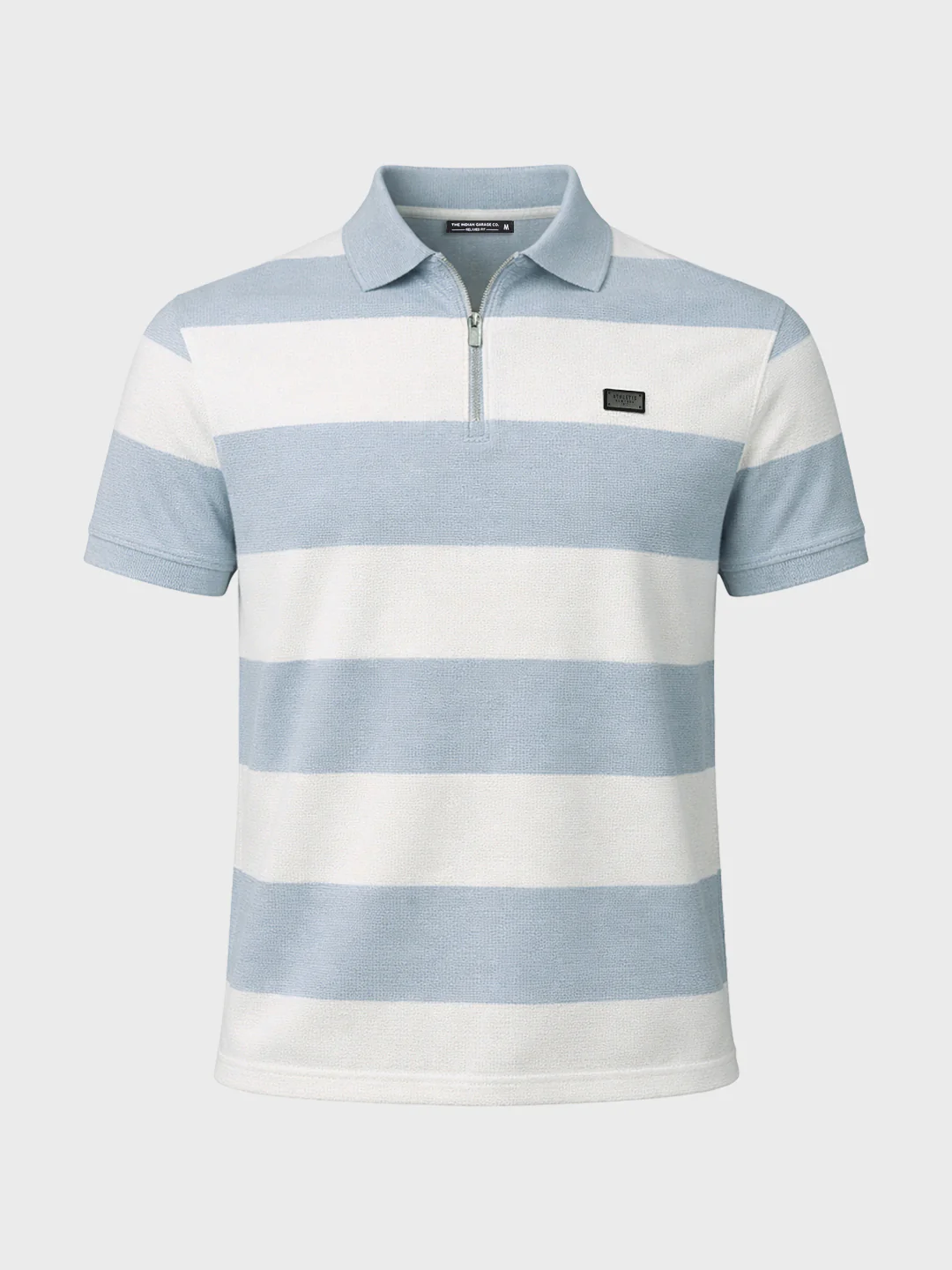 Men's Blue Regular Fit Striped Casual T-Shirts - Image 5