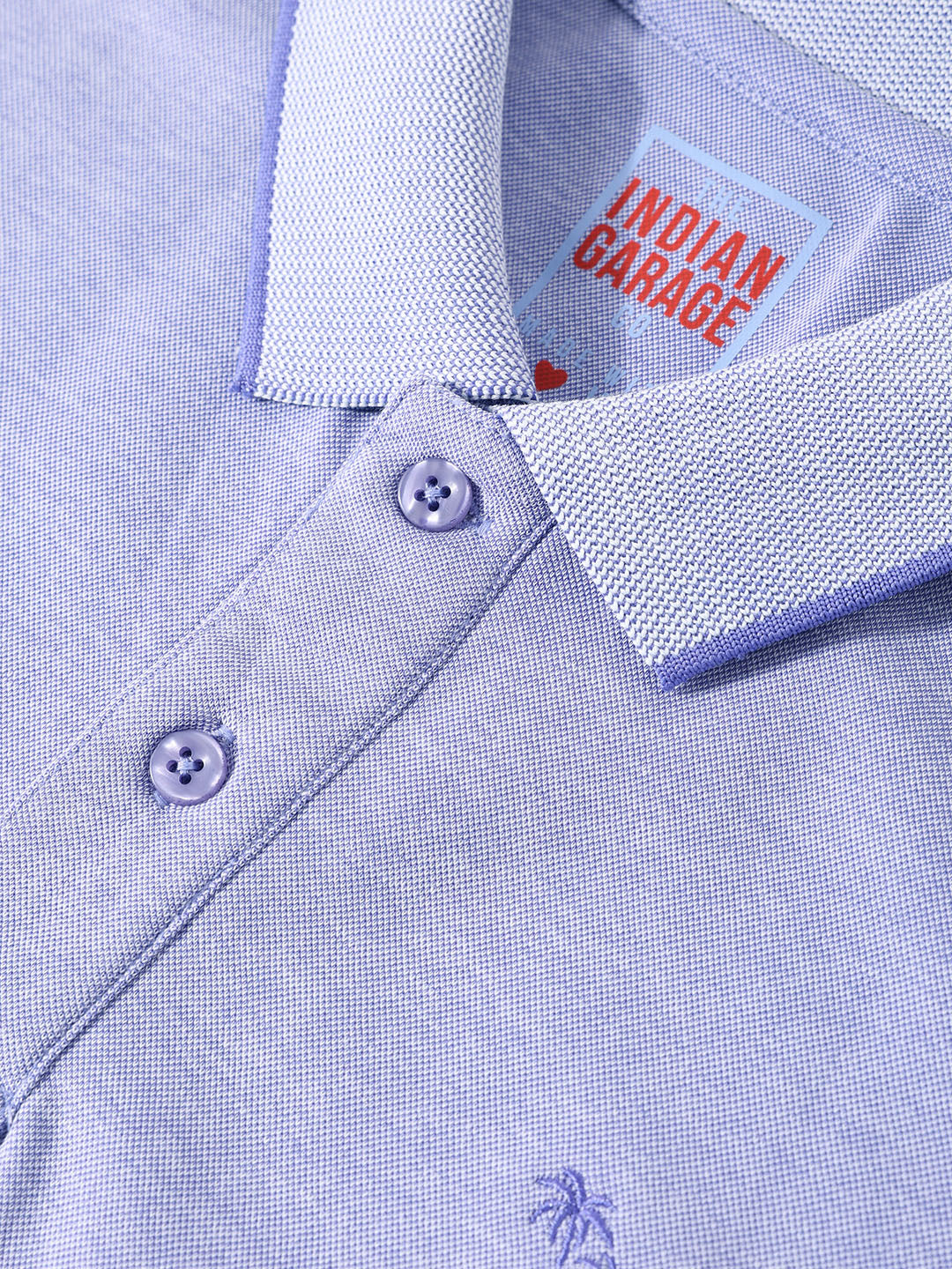 Men's Baja Blue Regular Fit Textured Casual T-Shirt - Image 6