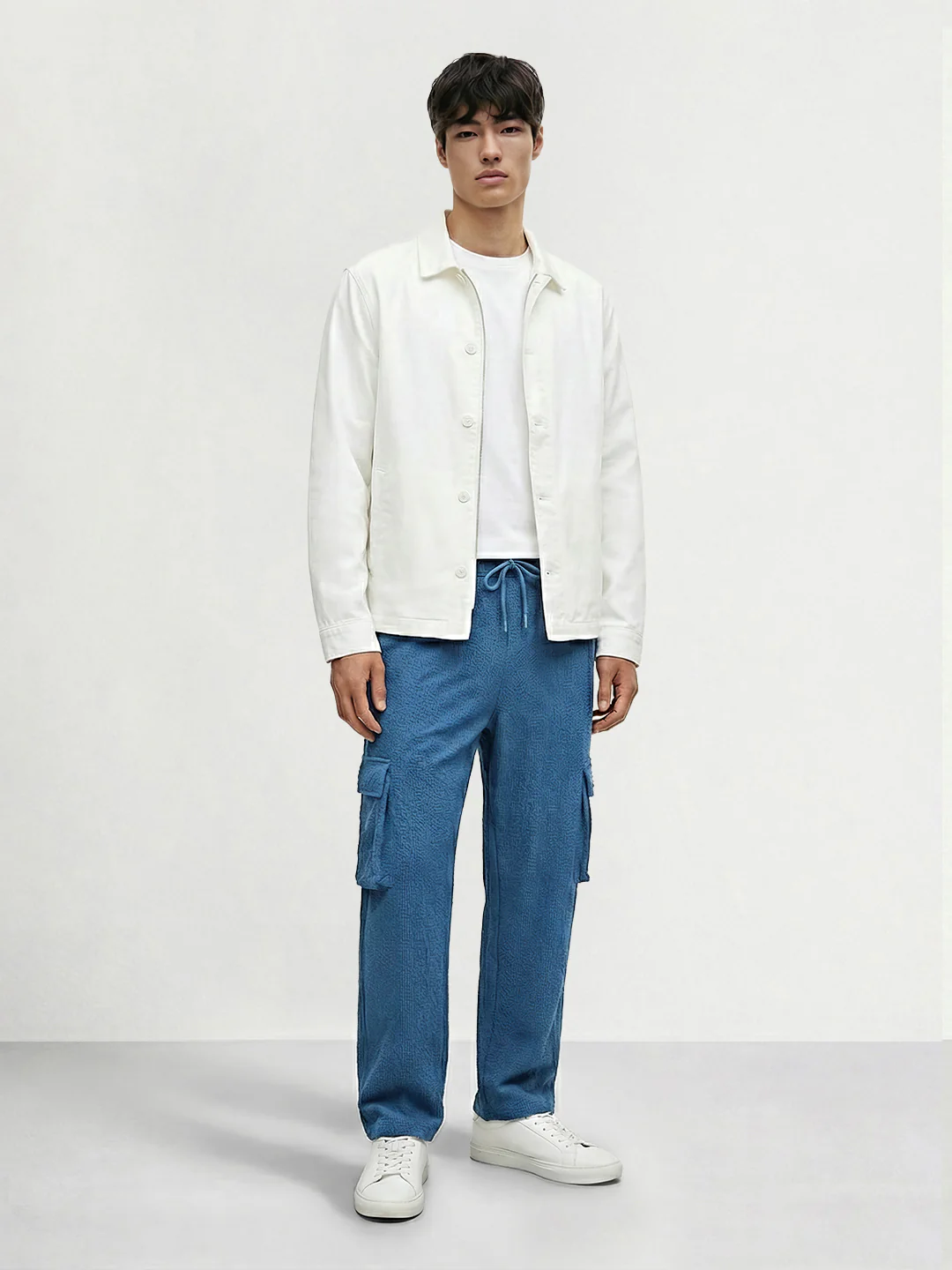 Men's Blue Relaxed Fit  Casual Joggers - Image 3
