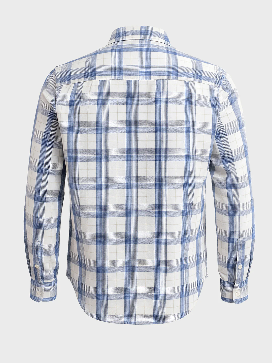 Men's Blue Relaxed Fit Checked Casual Shirt - Image 4
