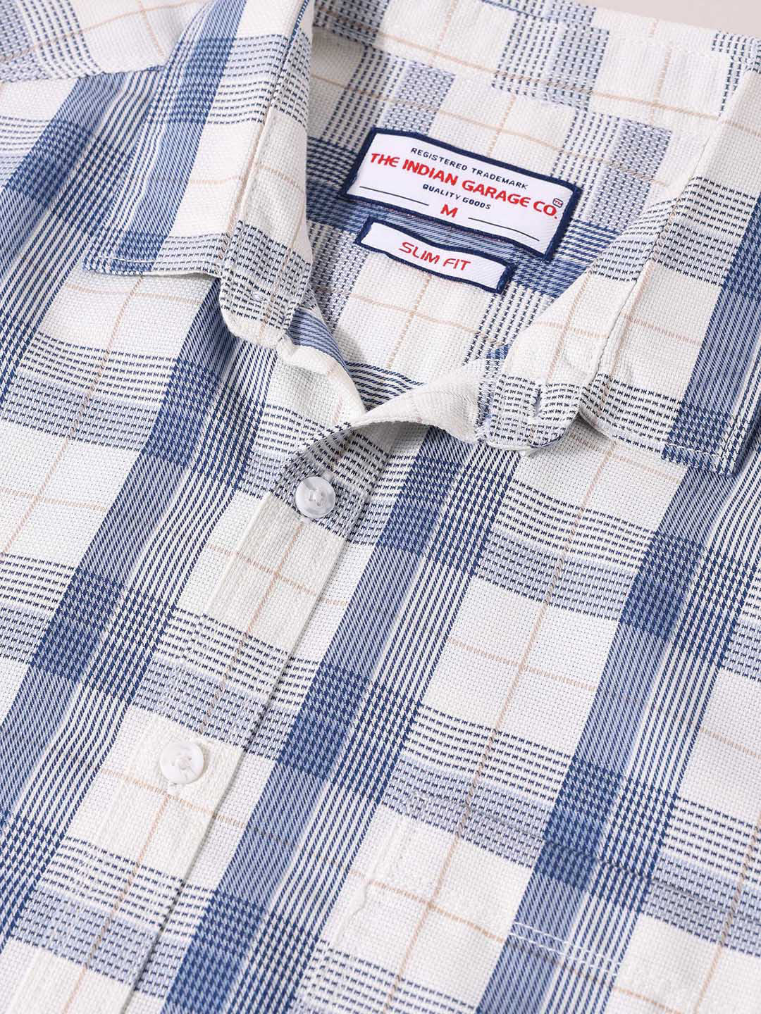 Men's Blue Relaxed Fit Checked Casual Shirt - Image 5