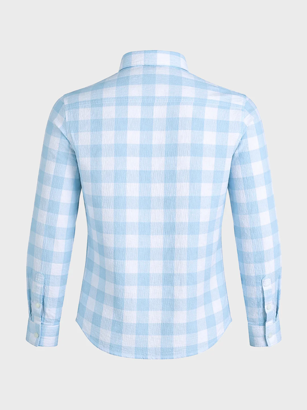 Men's Blue Relaxed Fit Checkered Oddinary Shirt - Image 6