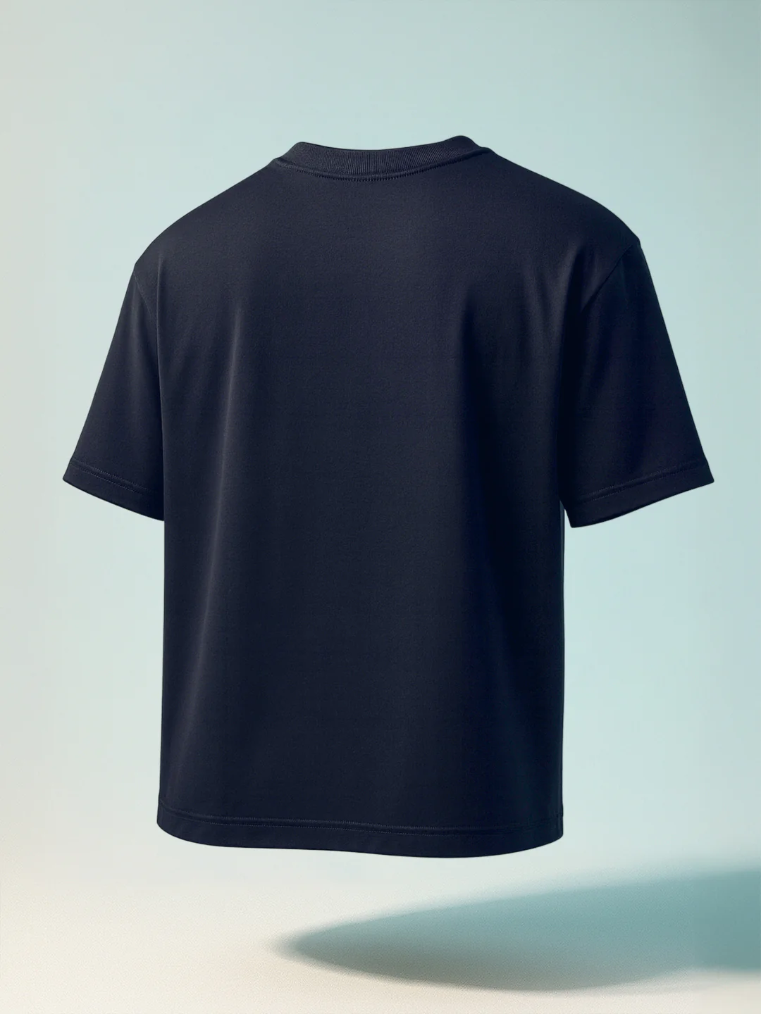 Men's Blue Relaxed Fit Embroided 240 GSM Casual T-Shirt - Image 2