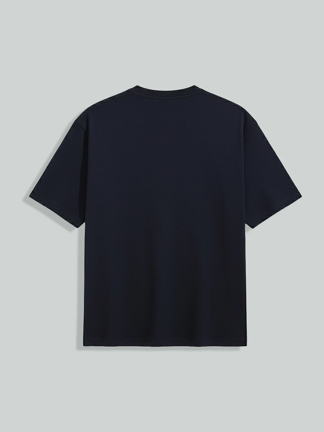 Men's Blue Relaxed Fit Embroided 240 GSM Casual T-Shirt - Image 6
