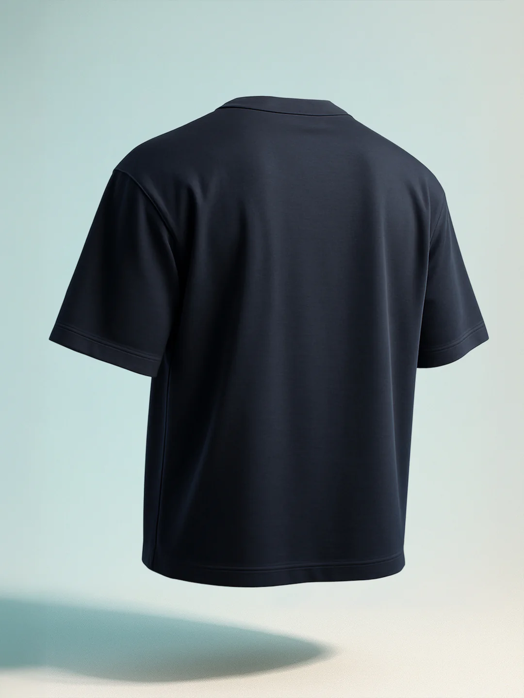 Men's Blue Relaxed Fit Embroided 240 GSM Resort Wear T-Shirt - Image 2