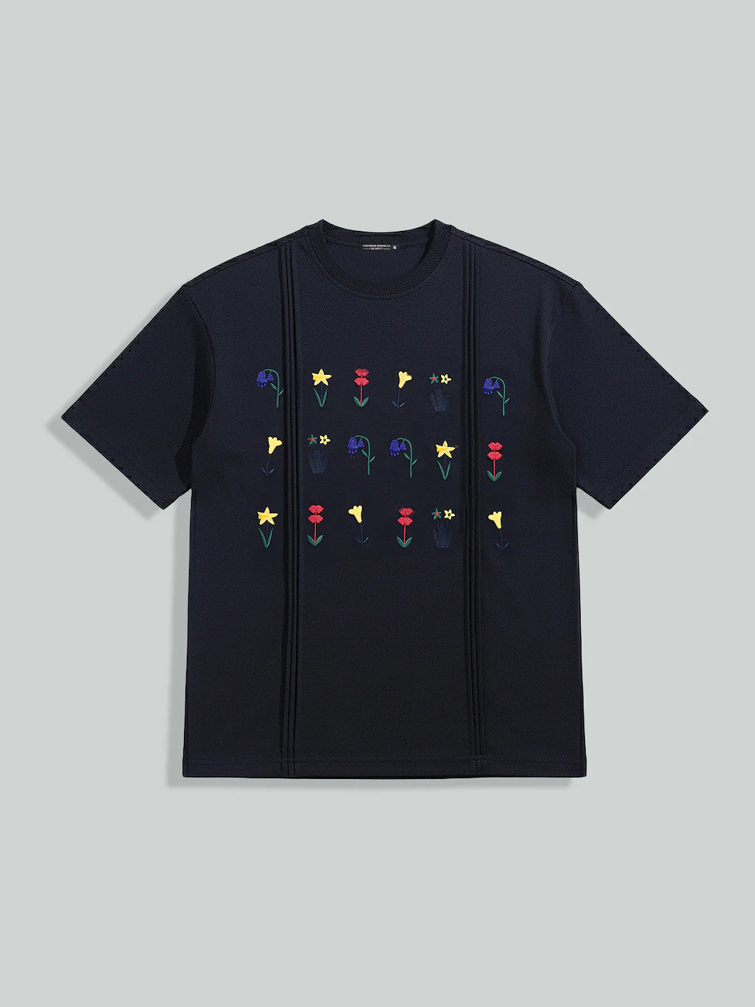 Men's Blue Relaxed Fit Embroided 240 GSM Resort Wear T-Shirt - Image 5