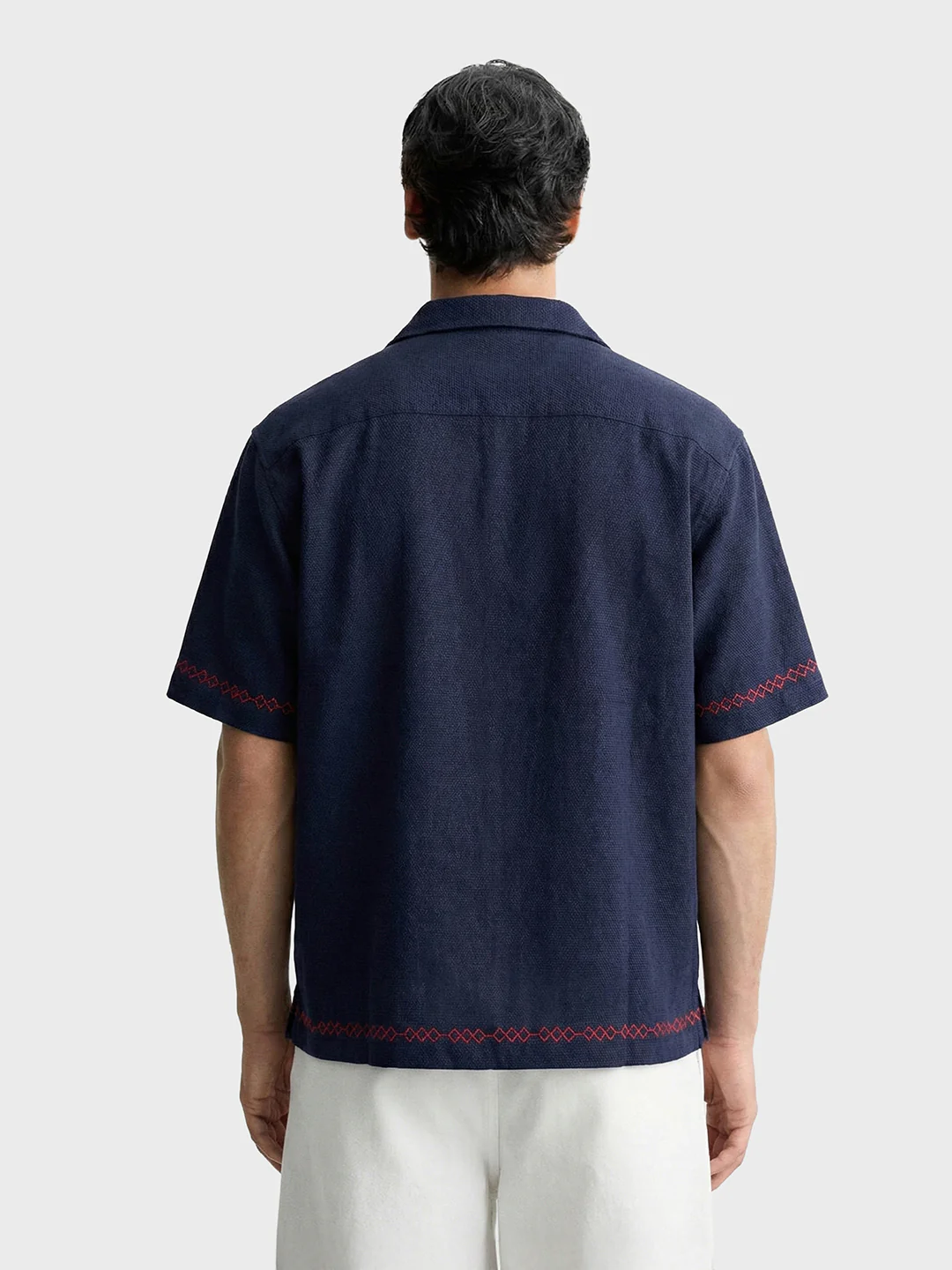 Men's Blue Relaxed Fit Embroidered Tom&Jerry Character Shirt - Image 2