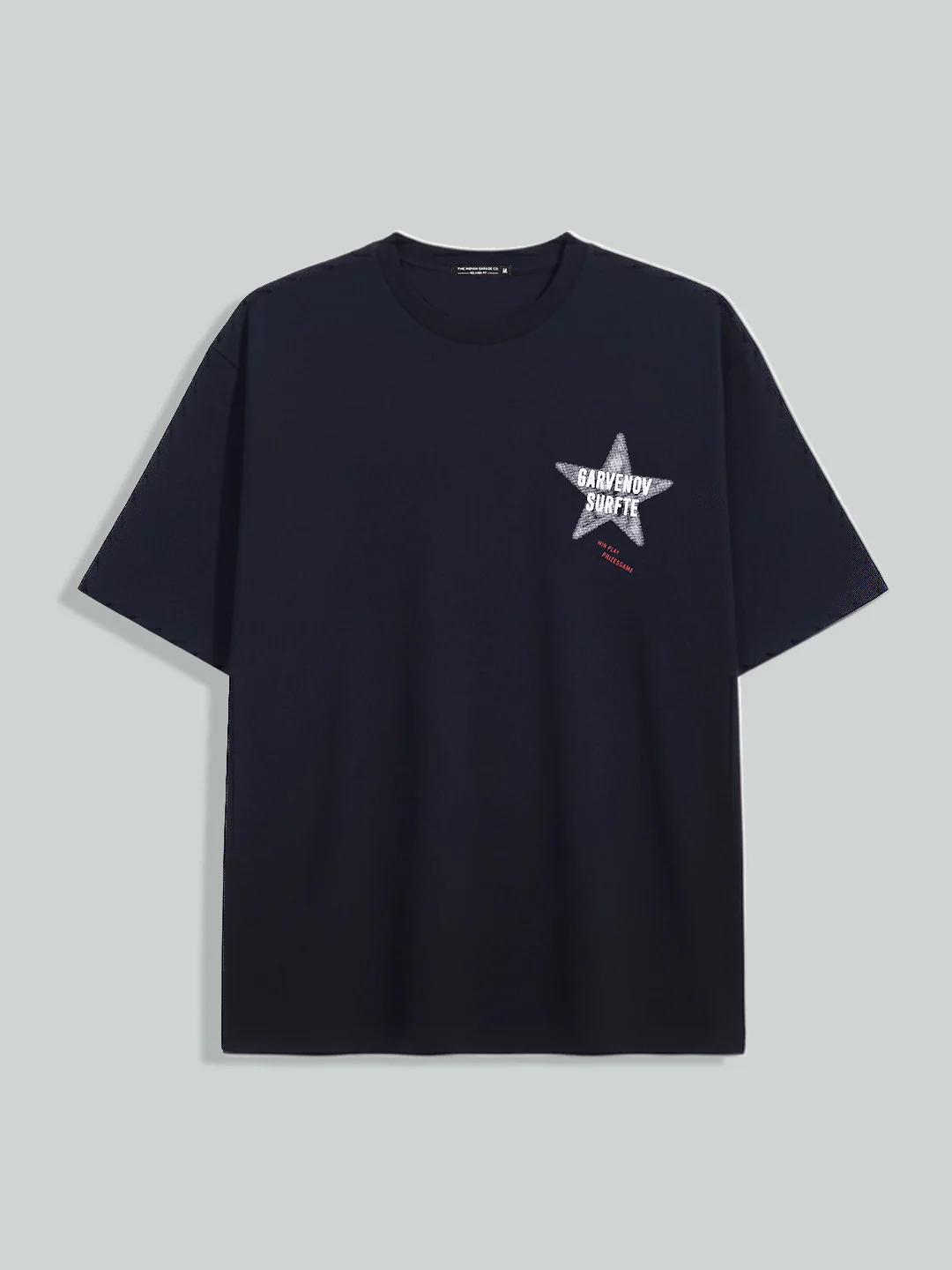 Men's Blue Relaxed Fit Graphic Printed 240 GSM Casual T-Shirt - Image 5