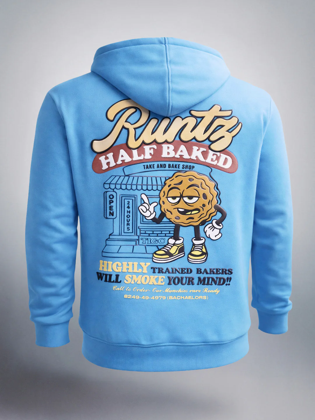 Men's Blue Relaxed Fit Graphic Printed Casual Sweatshirt - Image 3