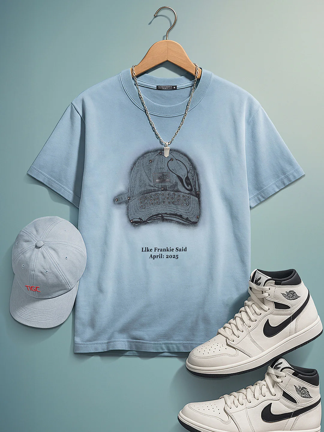 Men's Blue Relaxed Fit Graphic Printed 240 GSM Street Wear T-Shirt