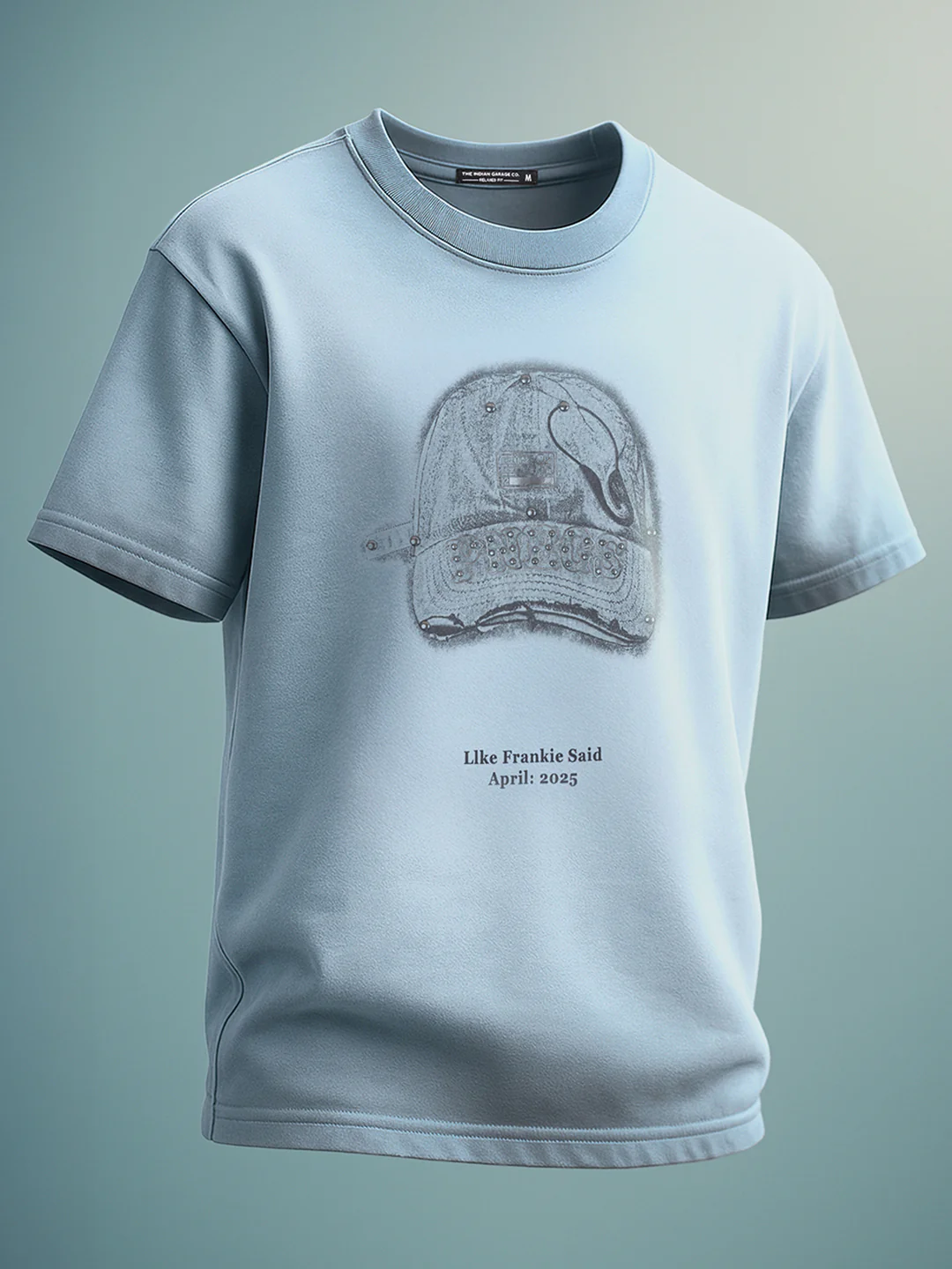 Men's Blue Relaxed Fit Graphic Printed 240 GSM Street Wear T-Shirt - Image 2