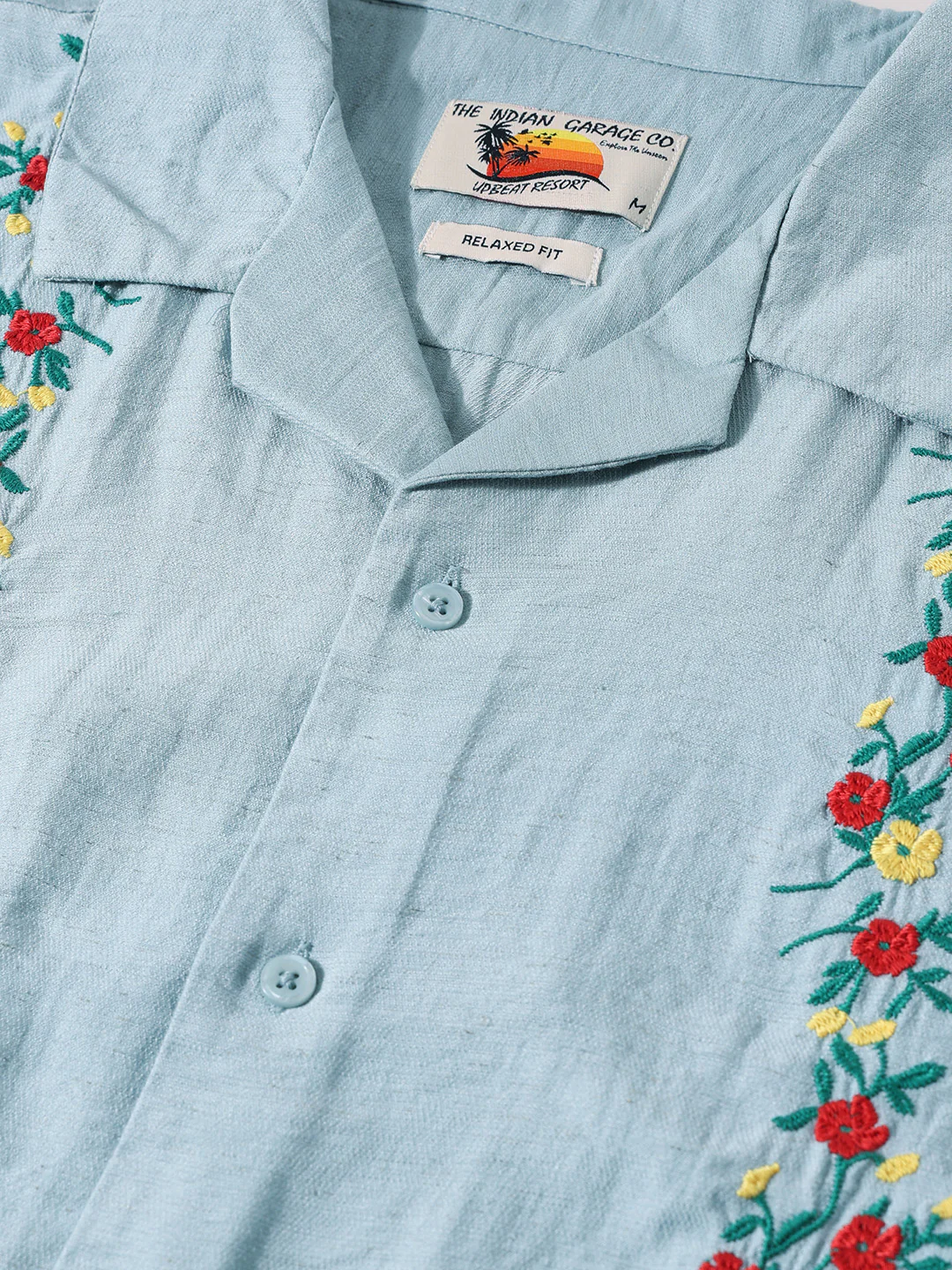 Men's Blue Relaxed Fit Printed Casual Shirt - Image 5