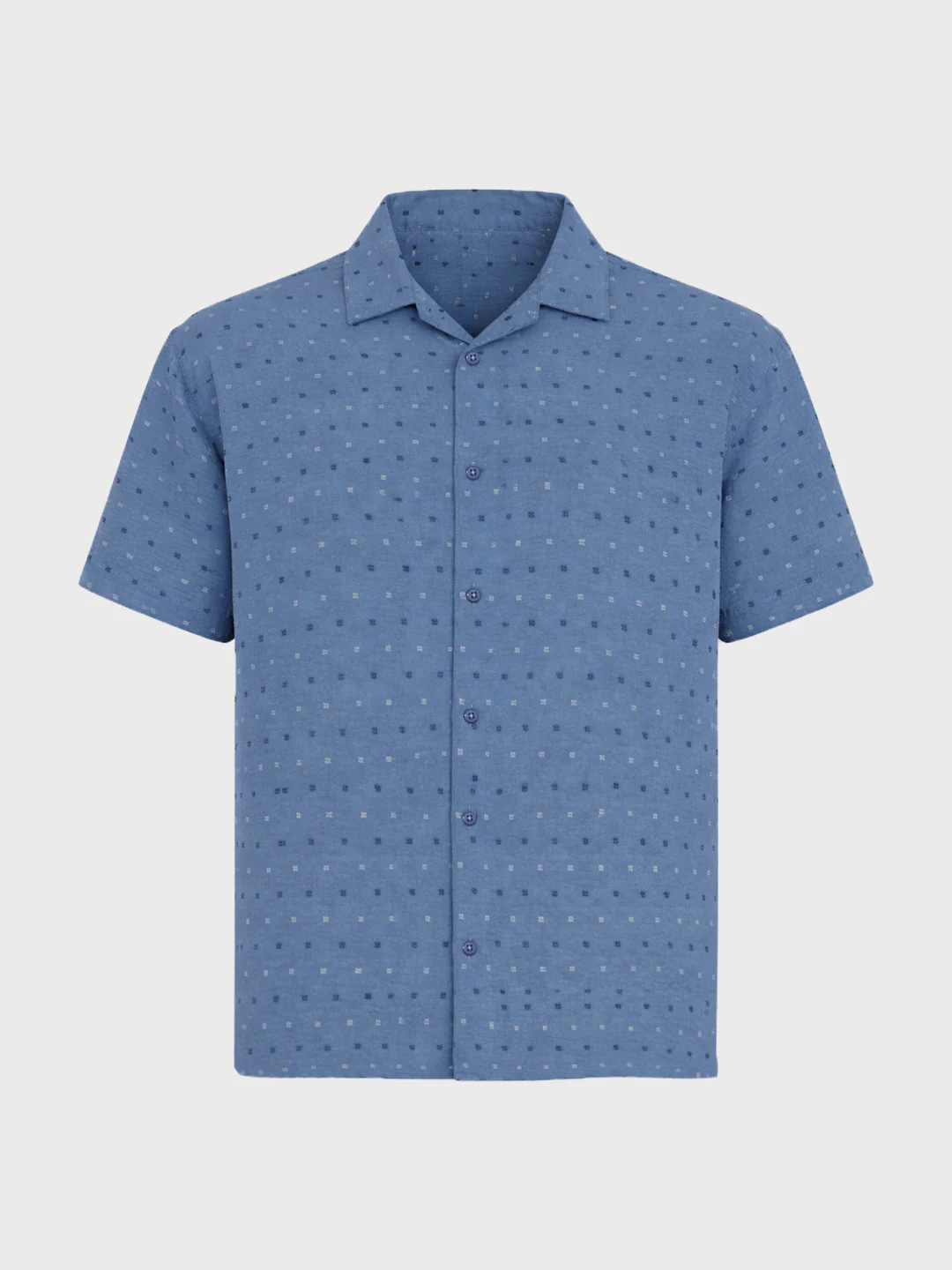Men's Blue Relaxed Fit Resort Wear Textured Shirt - Image 4