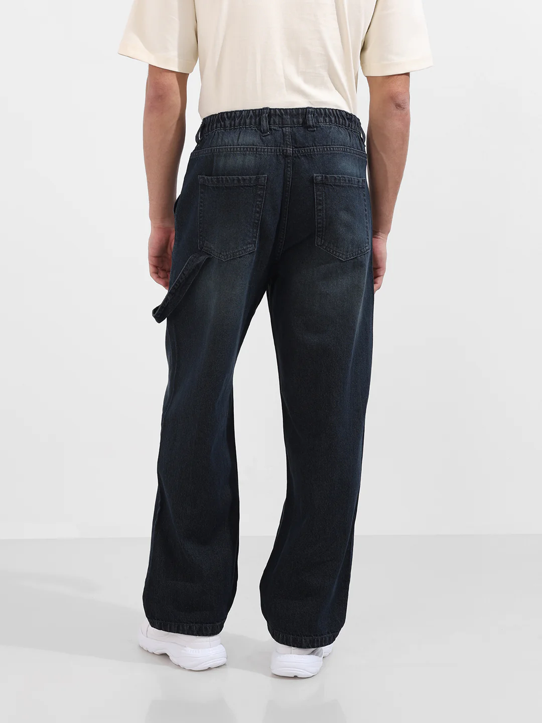 Men's Blue Relaxed Fit Solid Casual Jeans - Image 5