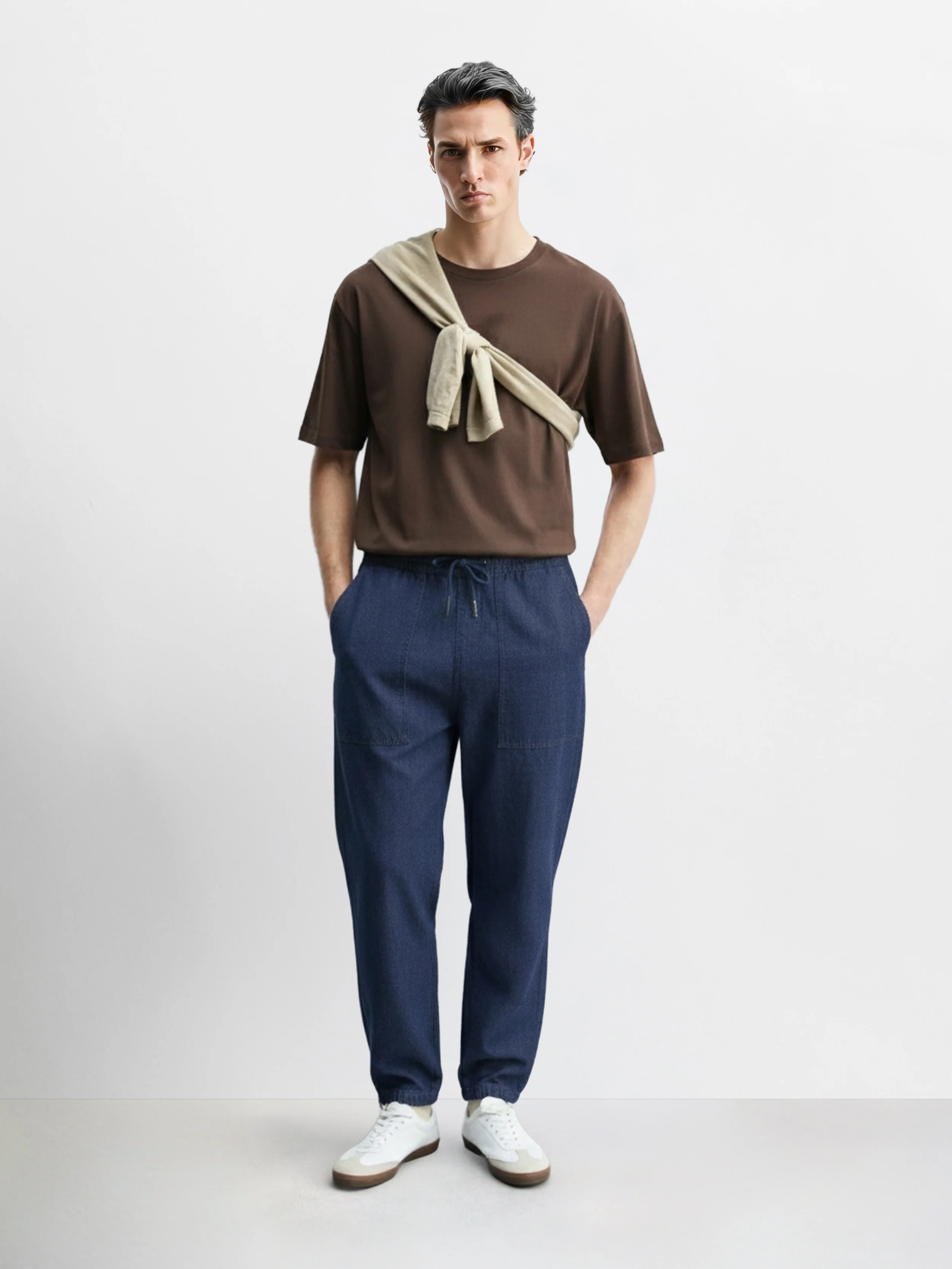 Men's Blue Relaxed Fit Solid Casual Jeans - Image 3