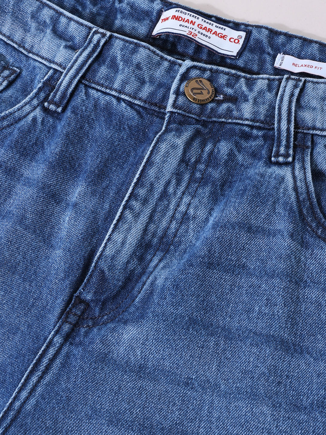Men's Blue Relaxed Fit Solid Casual Jeans - Image 6