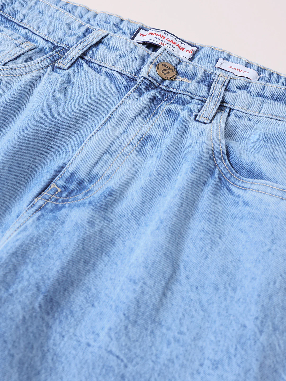 Men's Blue Relaxed Fit Solid Casual Jeans - Image 6
