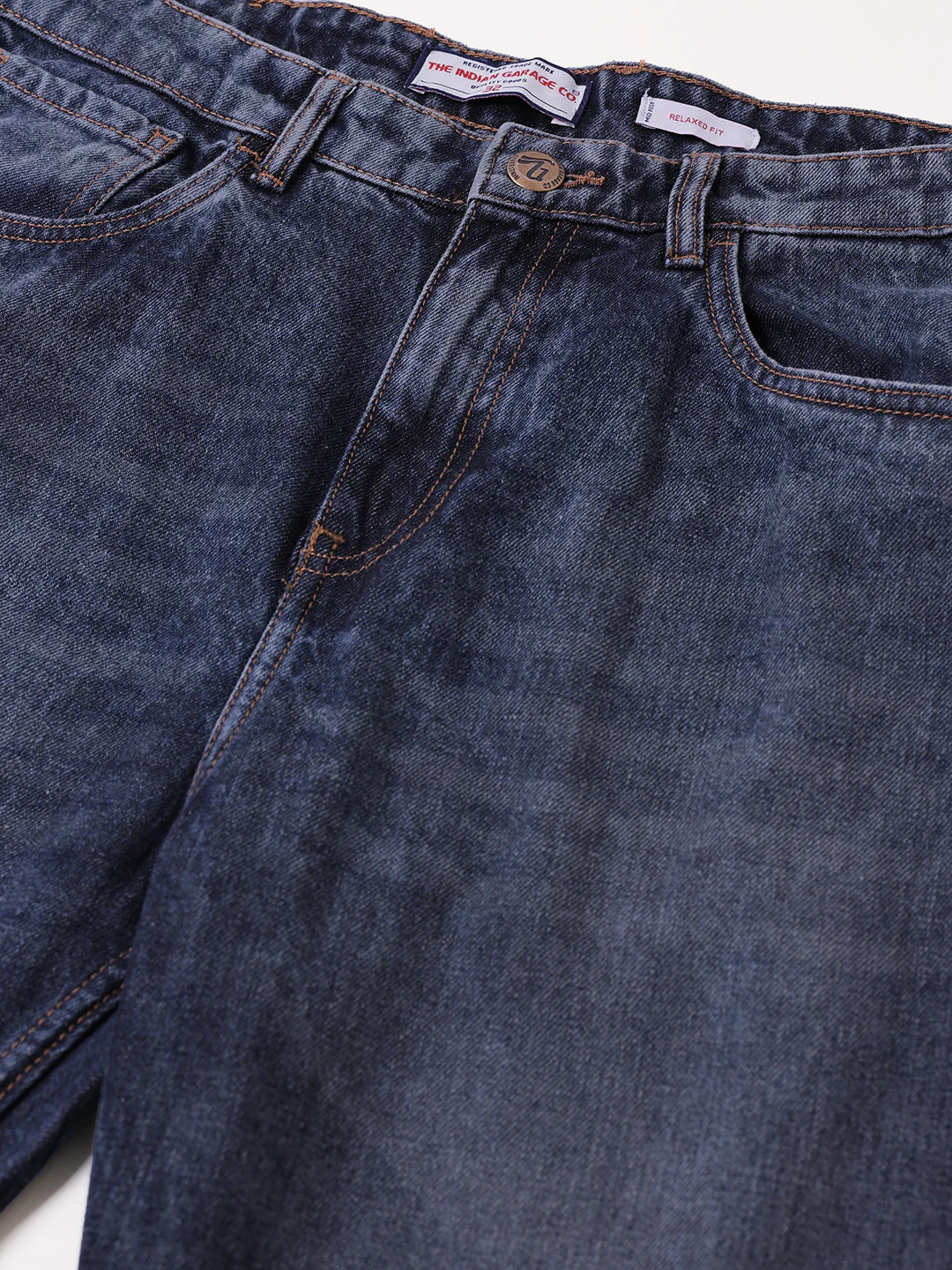 Men's Blue Relaxed Fit Solid Casual Jeans - Image 6
