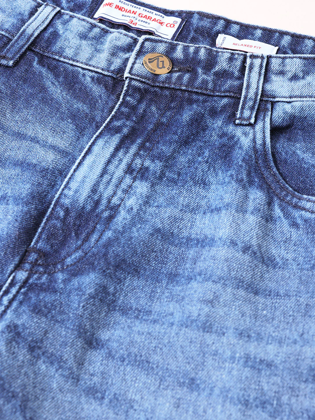 Men's Blue Relaxed Fit Solid Casual Jeans - Image 6