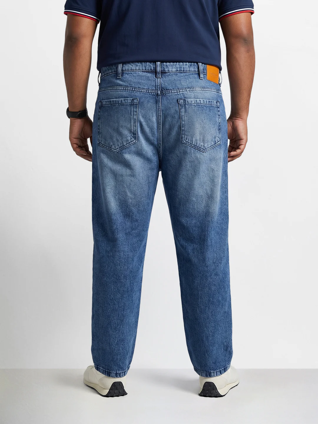 Men's Blue Relaxed Fit Solid Casual Jeans - Image 3