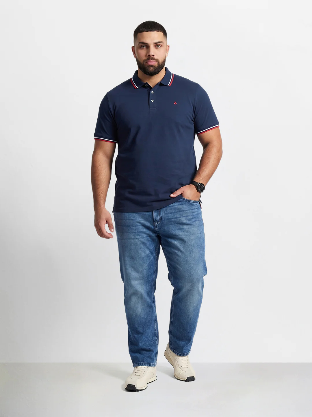 Men's Blue Relaxed Fit Solid Casual Jeans - Image 4