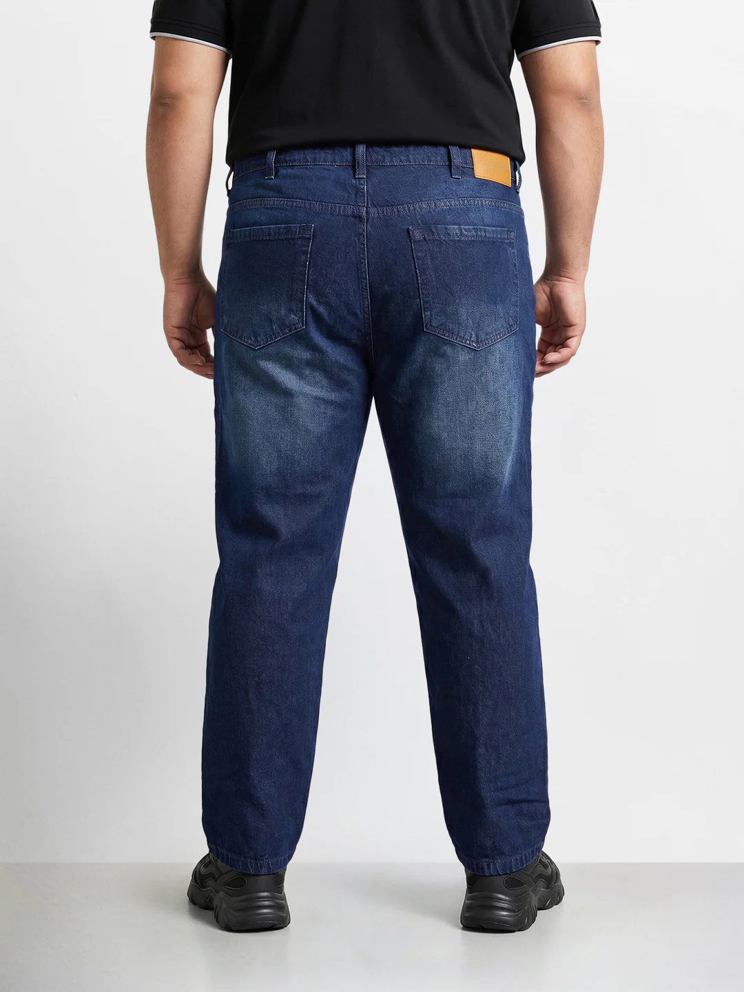Men's Blue Relaxed Fit Solid Casual Jeans - Image 3