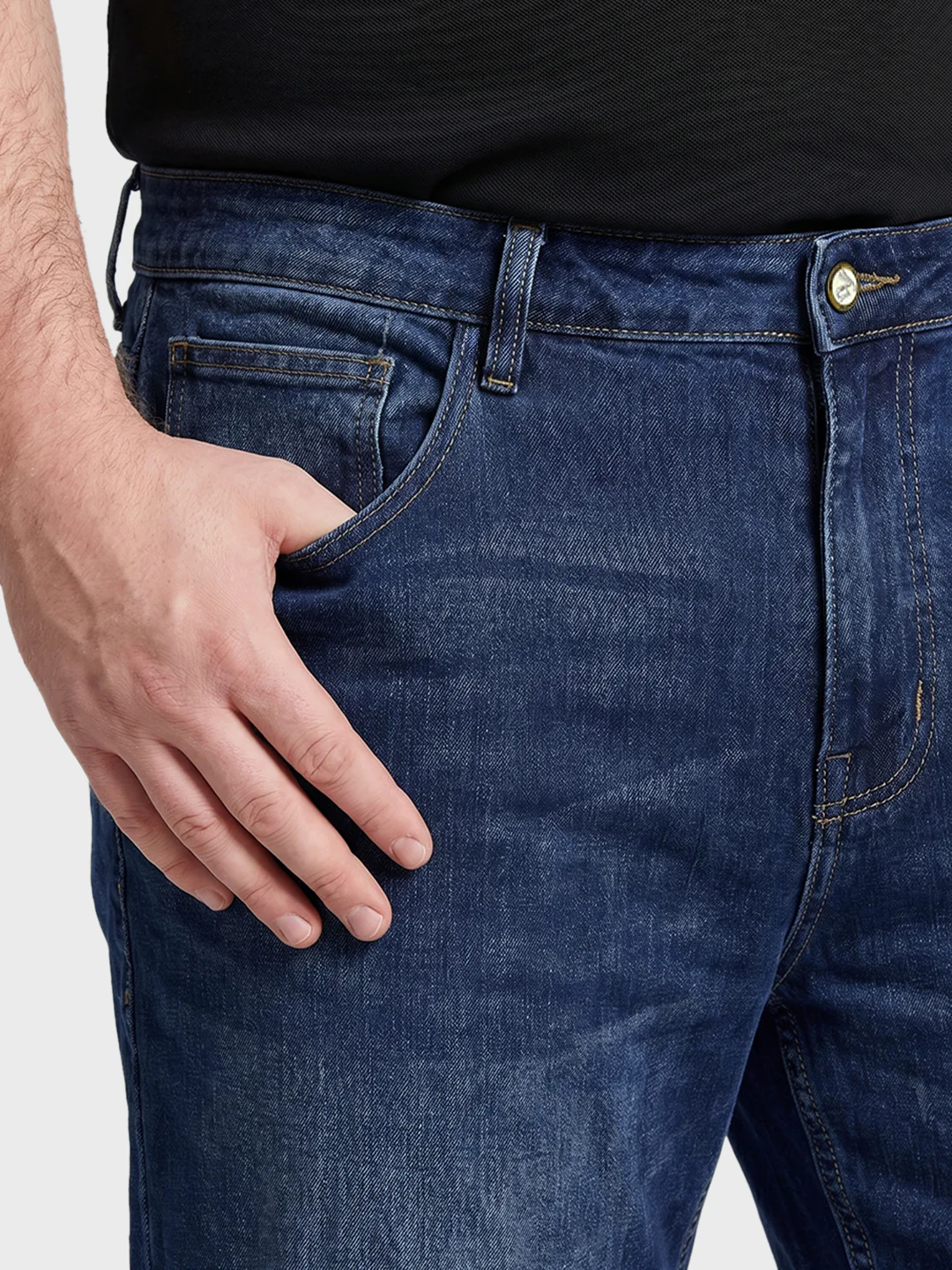 Men's Blue Relaxed Fit Solid Casual Jeans - Image 7