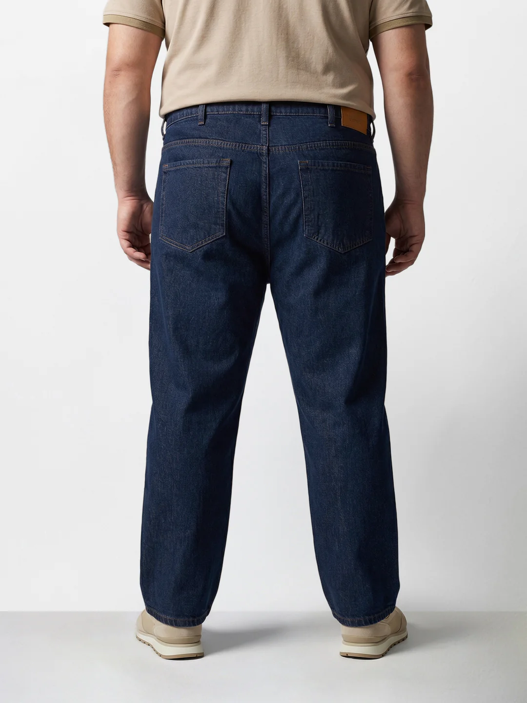 Men's Blue Relaxed Fit Solid Casual Jeans - Image 3