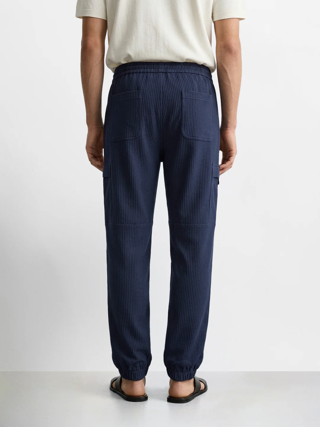Men's Blue Relaxed Fit Solid Casual Joggers - Image 4
