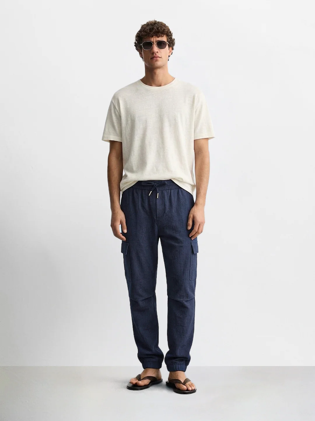 Men's Blue Relaxed Fit Solid Casual Joggers - Image 5