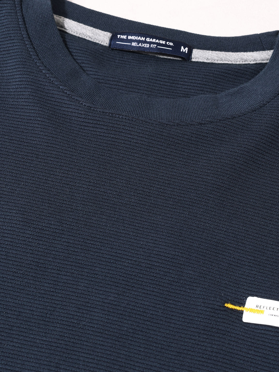 Men's Blue Relaxed Fit Solid Casual T-Shirts - Image 6