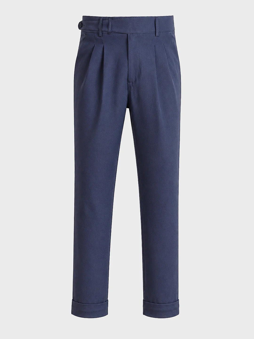 Men's Blue Relaxed Fit Solid Casual Trousers - Image 7