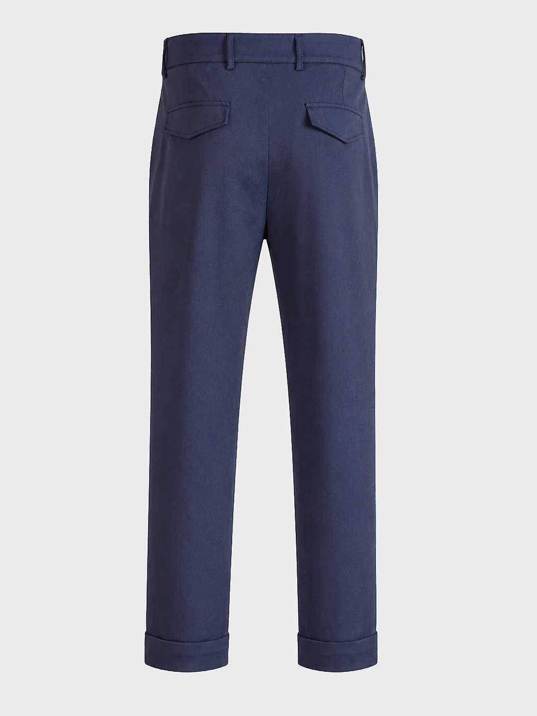 Men's Blue Relaxed Fit Solid Casual Trousers - Image 8